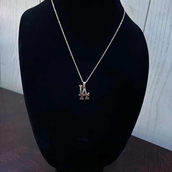 LA Dodgers Necklace - Dainty Necklace - 20" Gold Chain - MLB - Baseball - Picture 2 of 2